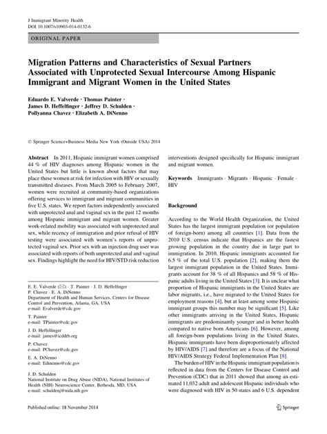 Pdf Migration Patterns And Characteristics Of Sexual Partners