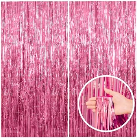 Amazon RUBFAC Pink Tinsel Backdrop For Pink Party Decorations