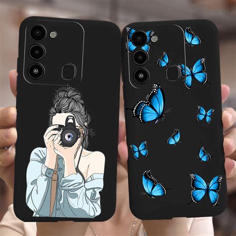 For Tenco Spark Go Case Ke J Ke K Pretty Girls Butterfly Cover Black