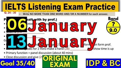 6 JANUARY 13 JANUARY 2024 IELTS LISTENING TEST WITH ANSWERS IELTS