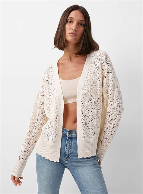 Openwork Crocheted Cardigan Icône Shop Womens Cardigans Simons