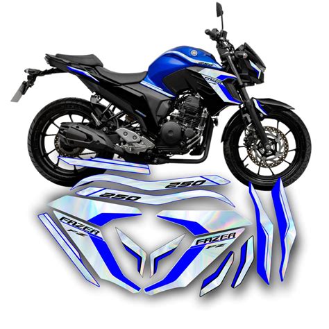 Kit Jogo Faixas Adesivos Emblemas Yamaha Fazer A