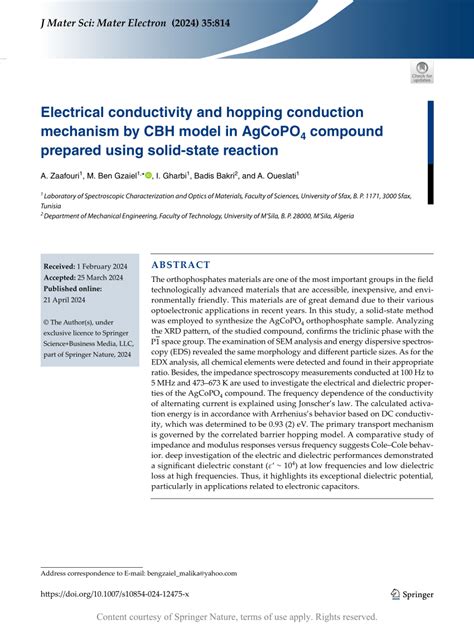 Electrical Conductivity And Hopping Conduction Mechanism By Cbh Model