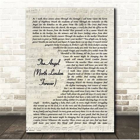 Louis Dunford The Angel (North London Forever) Vintage Script Song Lyric Print - SongLyricPrints ...