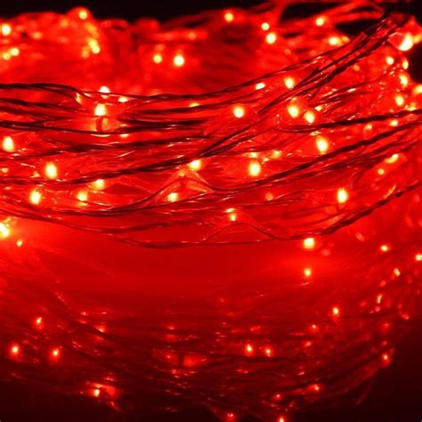 Cordão de cobre 50 LEDs fio de fada 5 metros vermelho pilha Uso interno