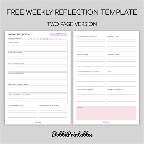 Printable Weekly Reflection Free Template Pages Artofit