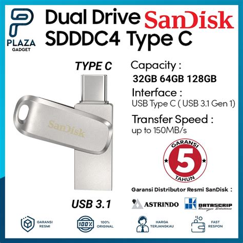 Jual Flashdisk Sandisk Otg Usb To Type C Dual Drive Luxe Sdddc4 32gb 64gb 128gb Sandisk Garansi