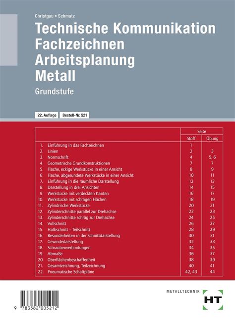 Technische Kommunikation Fachzeichnen Arbeitsplanung Metall