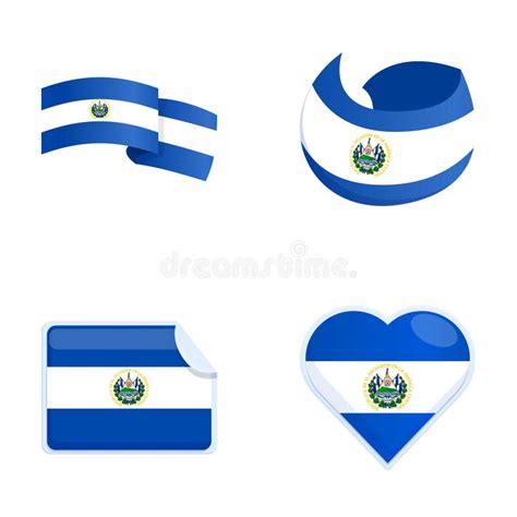 Love Salvador Symbol Icons Set Cartoon Vector National State El