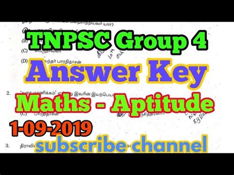 Tnpsc Group Answer Key Tnpsc Group Aptitude Answer Key