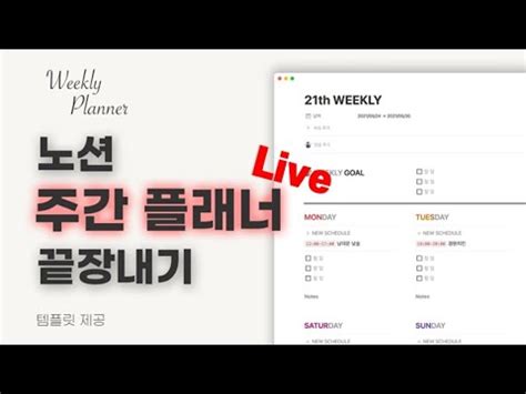 따라만들기 노션으로 할 일과 일정을 동시에 주간 플래너 만들기 무료 특강 YouTube