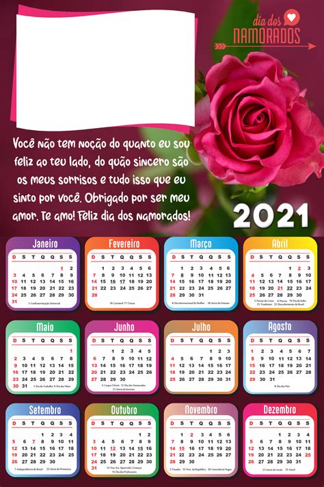 Moldura Calendário 2021 Dia Dos Namorados Png Imagem Legal