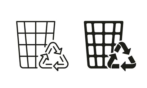 Ecology Dustbin For Garbage Line And Silhouette Icon Set Recycling Eco