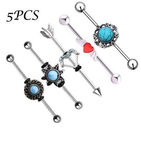 Pcs Industrial Barbell Earring Tribal Arrow Cartilage Piercing L