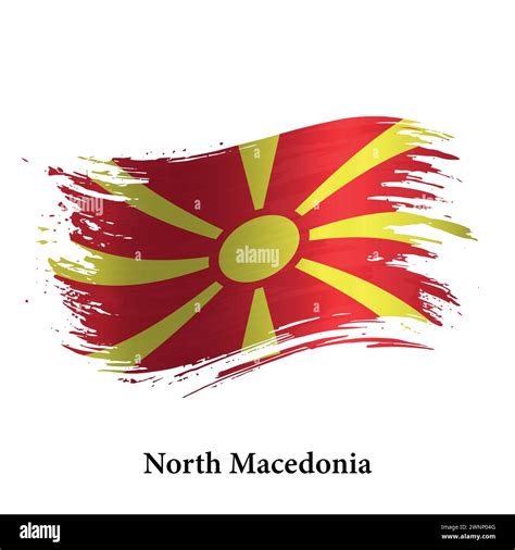 Grunge Flag Of North Macedonia Brush Stroke Vector Background Stock