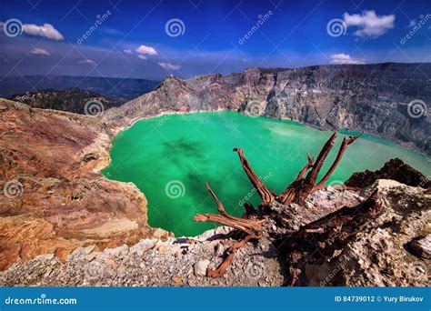 Crater Of Ijen Volcano On Java Island Stock Photo Image Of Natural