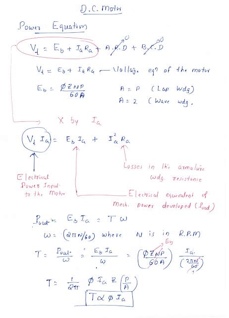 Electrical Circuits And Machines Hand Written Notes Dc Motor