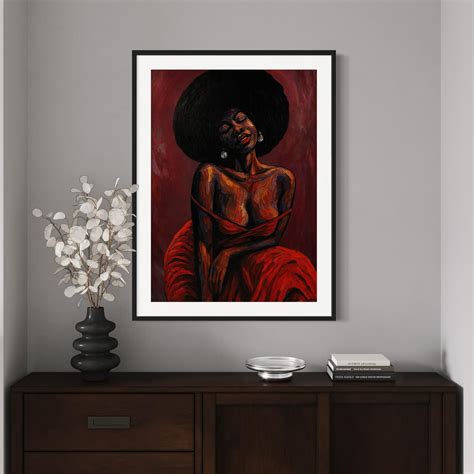 Black Joy Wall Art, Afro Woman Oil Painting Print, Expressive African