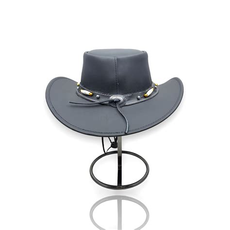 Men 100 Real Leather Black Crazy Cowboy Hat Australian Western Style