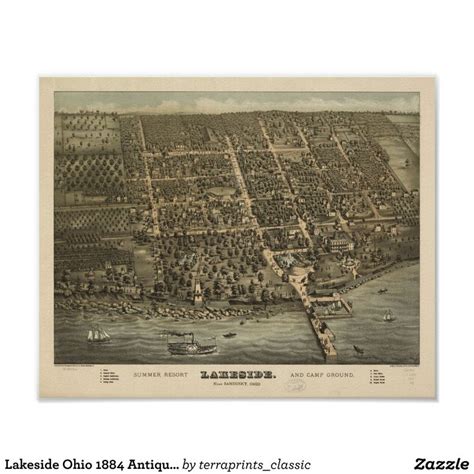 Lakeside Ohio 1884 Antique Panoramic Map Poster | Zazzle | Panoramic ...