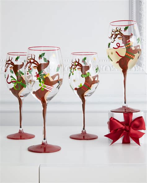 Neiman Marcus Reindeer Wine Glasses Wine Glasses Handcrafted Wine