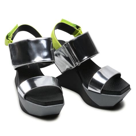 Sandały United Nude Delta Wedge Sandal 10413141156 Srebrny eobuwie pl