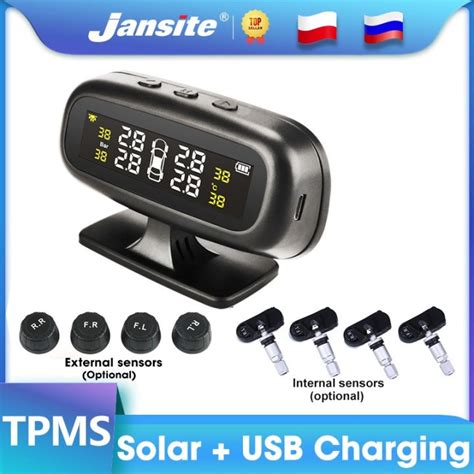 Jansite Solar TPMS Car Tire Pressure Alarm Monitor System Display