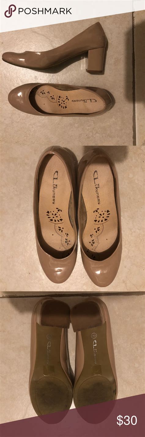Cl By Laundry Nude Patent Block Heel Pump Size Block Heels Pumps Pumps Heels Beige Pumps