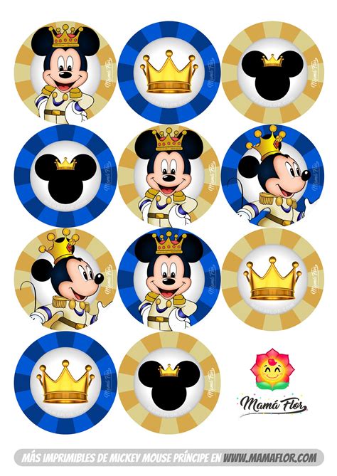 Imprimibles Gratuitos de Mickey Mouse Príncipe TOPPERS MamaFlor