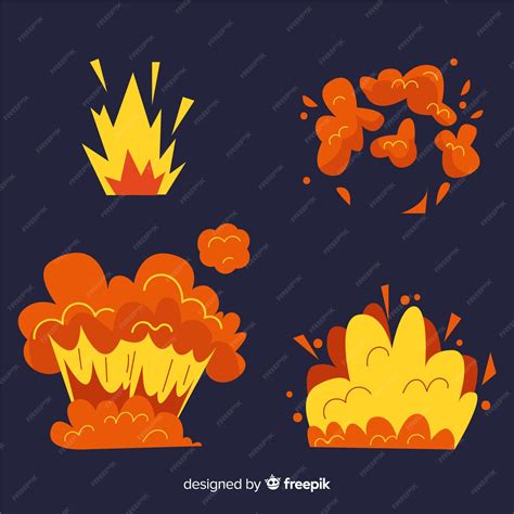 Мультяшный набор эффектов взрыва бомбы | Бесплатно векторы