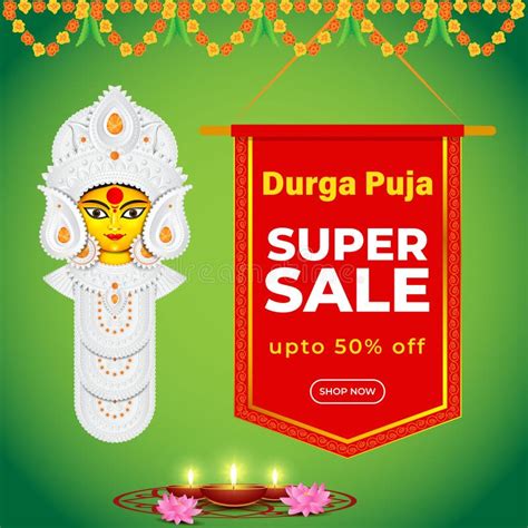 Vector Illustration For Durga Puja Sale Banner Stock Vector