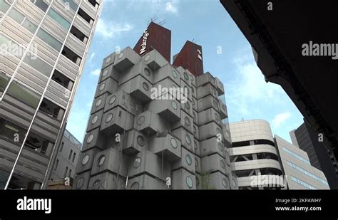 Demolition Works Continue At Tokyos Iconic Nakagin Capsule Tower In Ginza Stock Video Footage