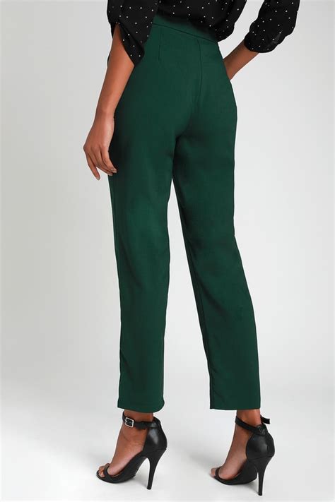 Kick It Forest Green High Waisted Trouser Pants Work Outfits Women