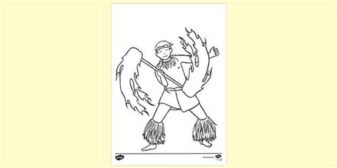 Samoan Fire Dancer Colouring | Colouring Sheet - Twinkl