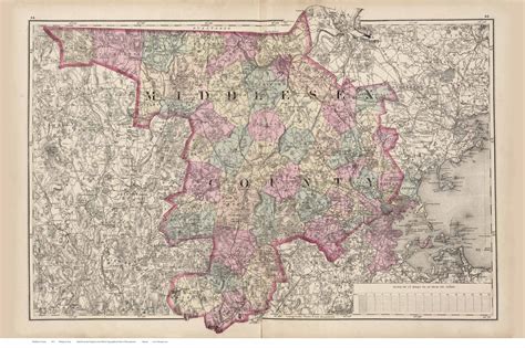 Middlesex County Plate 054 55 1871 Old Map Reprint 1871 Atlas Of Massachusetts Old Maps