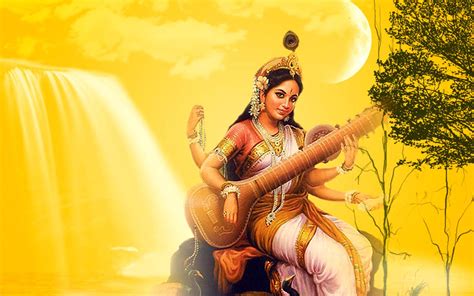 Download God Full Hd Photo Of Saraswati Wallpaper | Wallpapers.com