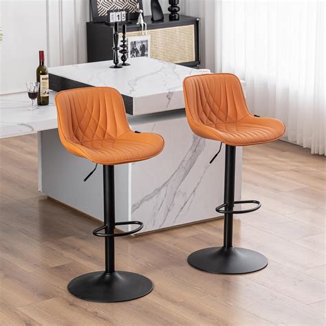 Amazon Youtaste Camel Bar Stools Set Of Adjustable Swivel Modern