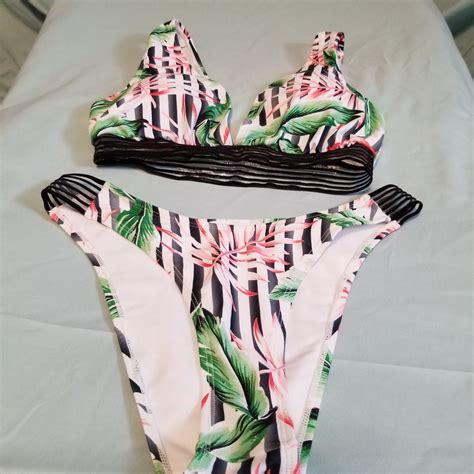 Hi Cut Leg Tropical Print Bikini Gem