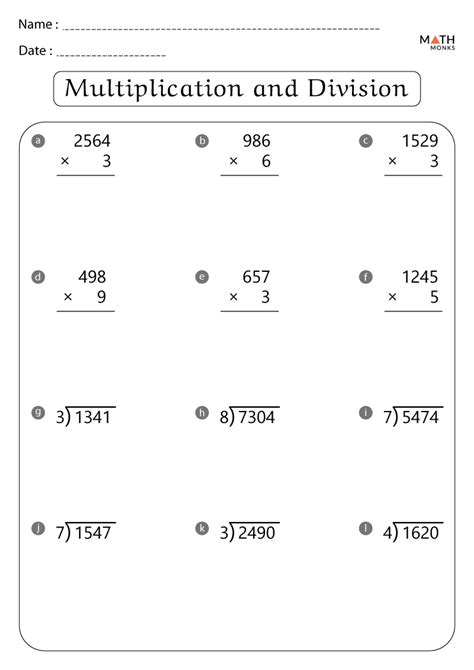 Multiplication And Division Worksheets With Answer Key Worksheets Library