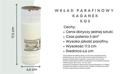 Wkład Kaganek Parafinowy do Zniczy 5 dniowy 120 h 1 sztuka KG5 5 dni