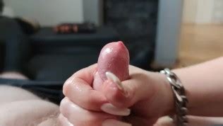 Handjob With Hot Long Nails And Oil His Cumshot Was So Intense That He Sprayed Himself In The