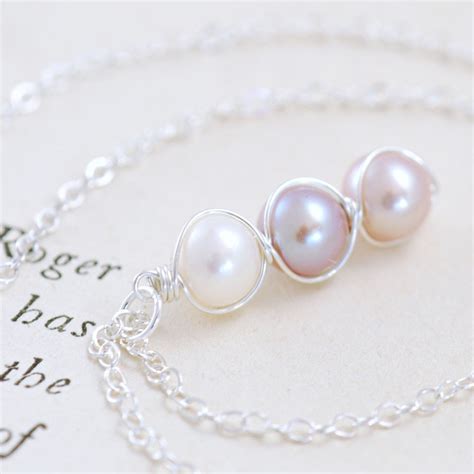 Pastel Pearl Necklace In Sterling Silver Delicate Handmade Etsy