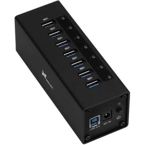 Xcellon 7 Port Powered USB 3 0 Aluminum Hub Black USB 7PHV2