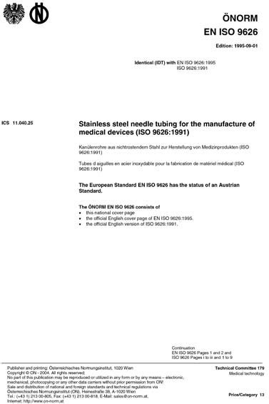 ONORM EN ISO 9626:1995 - Stainless steel needle tubing for the ...