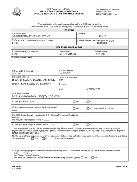 Ds 11 Sample Passport Application Form Filled | Master Template