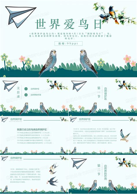 国际爱鸟日公益宣传ppt模板下载编号qwagdxpq熊猫办公