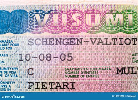 Shengen Visa Stamp In International Passport Schengen Document For