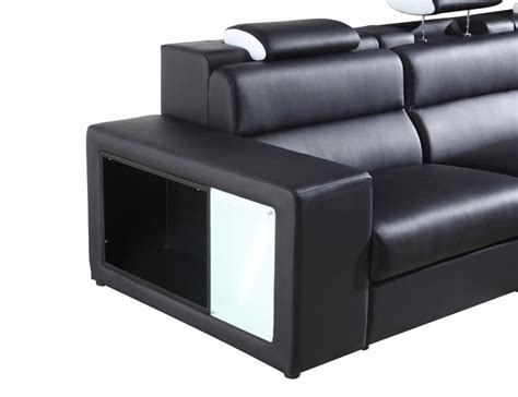 Divani Casa Black Polaris Mini Contemporary Bonded Leather Sectional