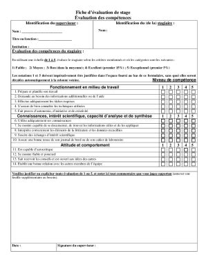 Remplissable En Ligne Fiche D Valuation De Stage Valuation Des