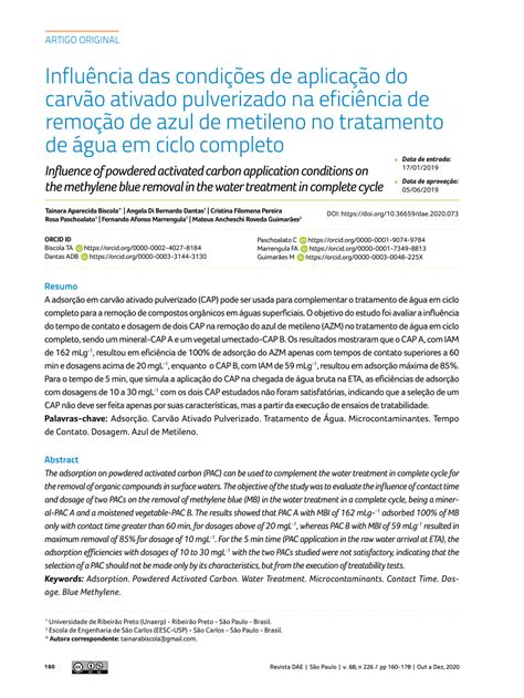 Pdf Influ Ncia Das Condi Es De Aplica O Do Carv O Ativado